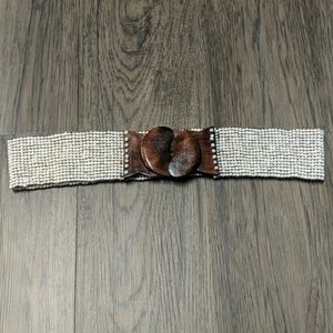 Handmade beaded belt- pearl